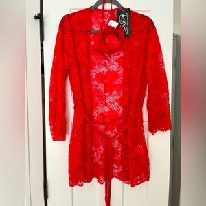 Red Lace Robe Set